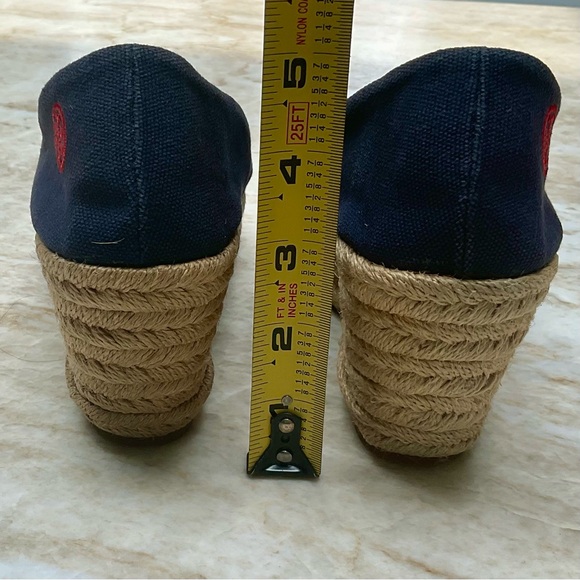 Tory Burch Filipa Navy canvas wedge espadrills, size 8/9 (see details) - Picture 4 of 9